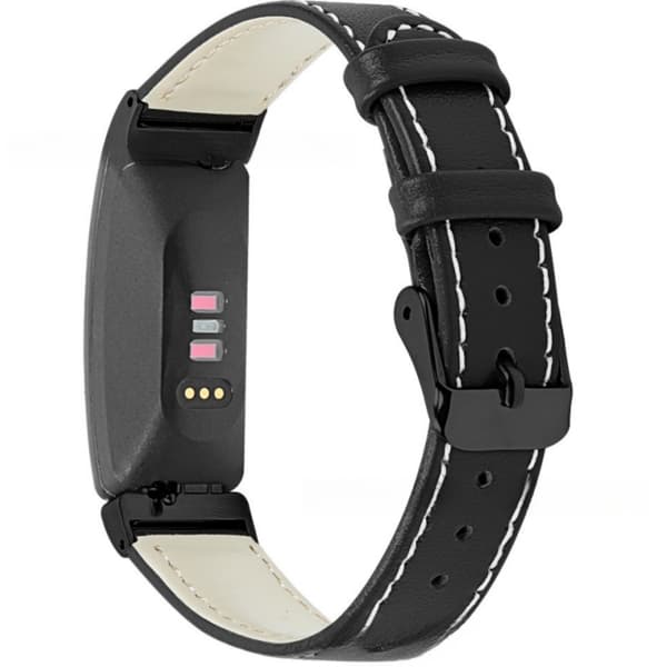 Premium læderrem til Fitbit Inspire 1/2 HR Black Black