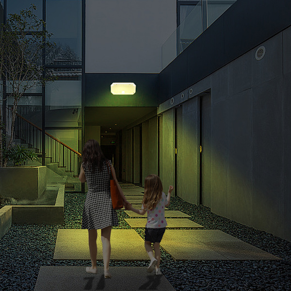Solar Væglampe Dual Color Varmt & Cool Light Lighting