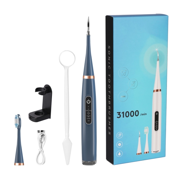 Elektrisk tandborste tandstenborttagningsset 3 rengöringslägen 5 borstningslägen 5 delar Blå