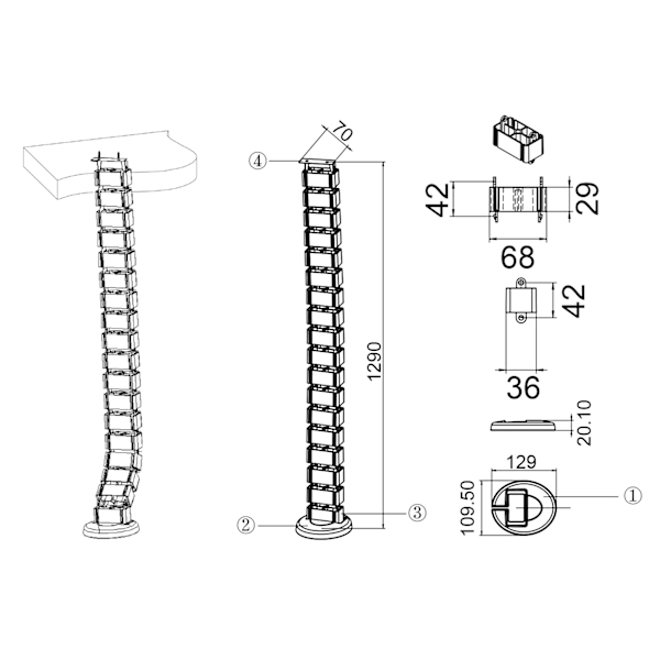 Office, Spine Cable Organizer & Hider, black