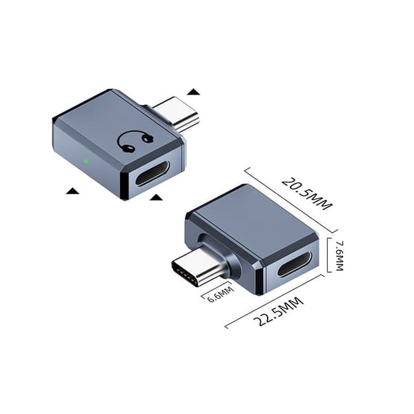 Lightning Hun til USB-C Han Sidebøjet Adapter til Hovedtelefoner - HiFi Lydkvalitet Grey Grey