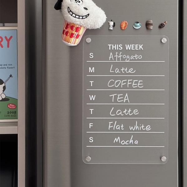 Clear Dry Erase Board för kylskåp, återanvändbar anteckningstavl Transparent