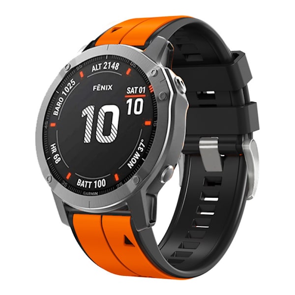 Silikone urrem til Garmin Fenix 7S Pro Sort+orange
