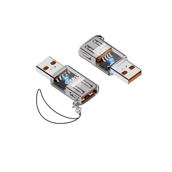USB 3.2 han til hun-adapter 2-pak, op til 10 Gbps, ABS-forlænger til computer, bil og kompatible USB-interfaces Transparent Transparent