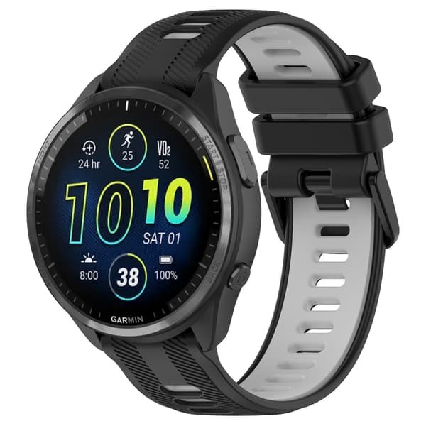 Svart & Grå Silikon Klockarmband för Garmin Forerunner 965