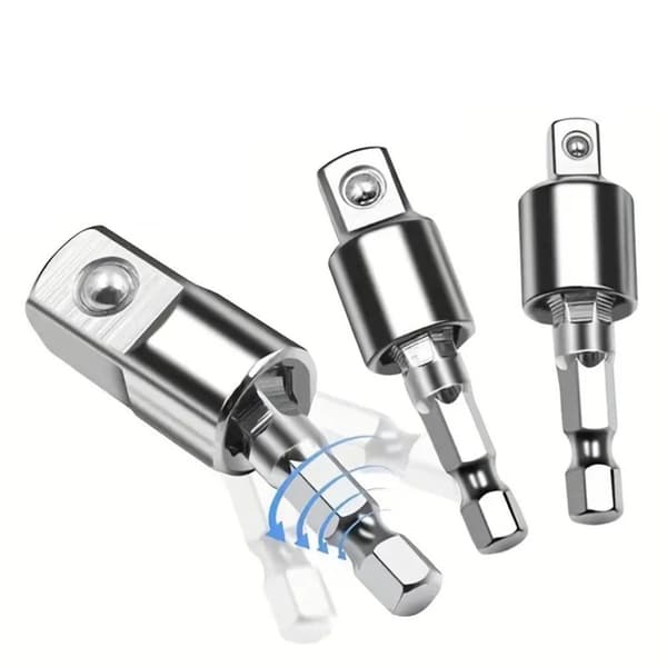 3 stk. Universal Joint Socket Adapter Sæt med Sølv Kort Skruenøgle - 1/4", 3/8", 1/2" Drev Impact