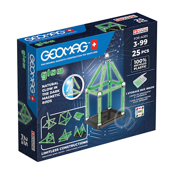 Glow Recycled Magnetic Blocks 25 stycken GEOMAG GEO-328