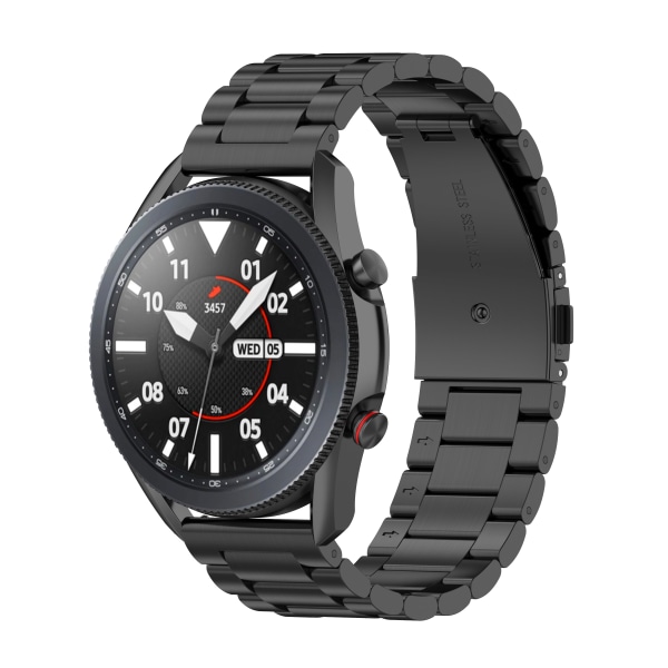 Klockarmband 22 mm Huawei Watch GT/Magic/TicWatch Pro rostfritt Svart