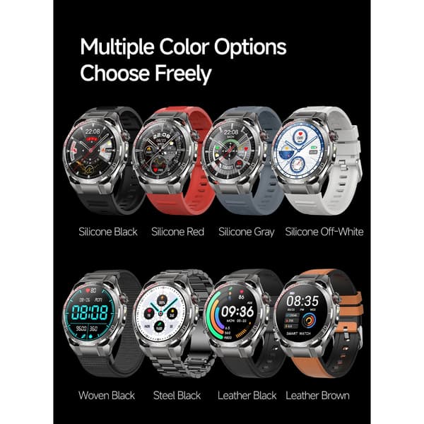 Smartwatch (Gray Strap) kompatibelt med Android og iOS - 1.47" 466x466 AMOLED, ECG ZS8002, Bluetooth LE 5.3, IP68
