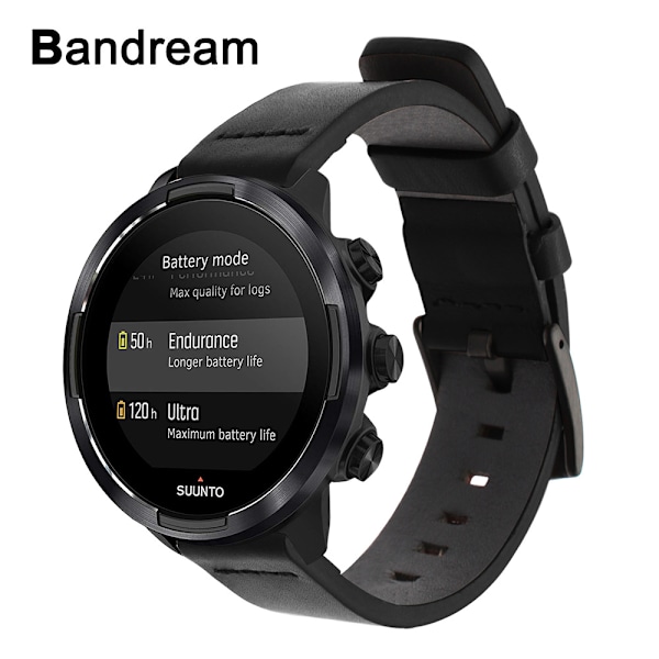 24 mm:n ranneke Suunto- ja Fossil-älykelloihin Musta