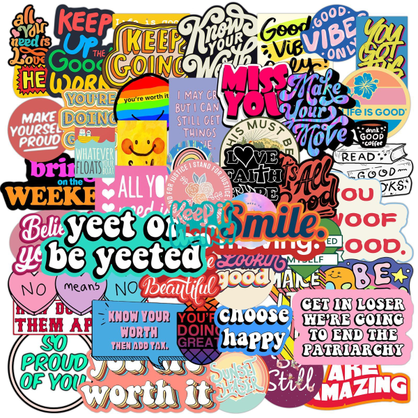 200 pack inspirerande positiva citat klistermärken för bärbar da Flerfärgad