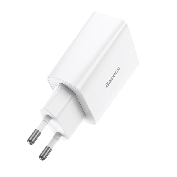 Baseus Speed Mini snabbladdare, USB-C, PD, 3A, 20W (vit)