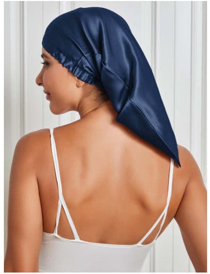 Sidensovmössa för långt hår, satinsömnmössa för kvinnor NavyBlue NavyBlue