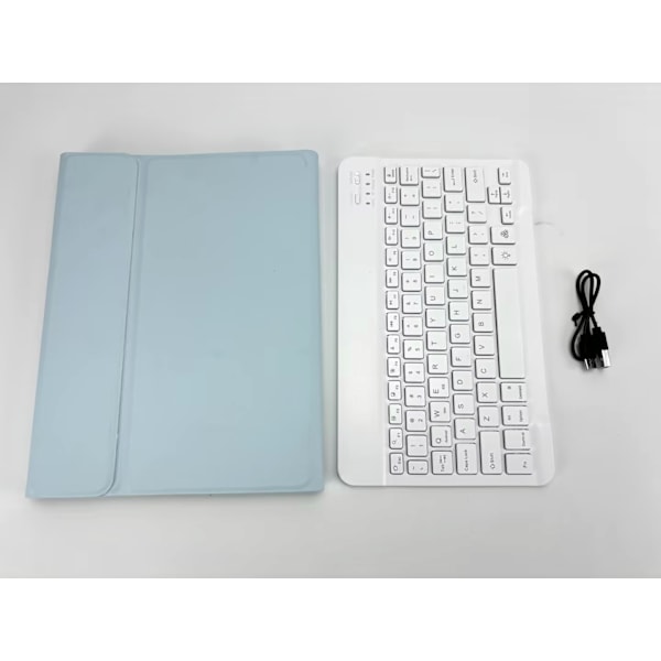 Læderetui med RGB Bluetooth-tastatur til iPad iPad 9,7 tommer Blå