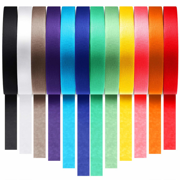 Maalarinteippi eri värejä (18 mm / 10 m) 12 kpl