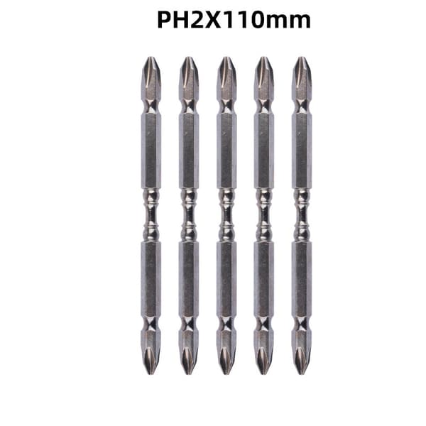 Magnetisk Bitsholder Forlænget 110mm (5 stk) - Stærk Magnetisk S2 Dobbelt Hoved Krydsbitsæt til Præcis Skruning 5-pack