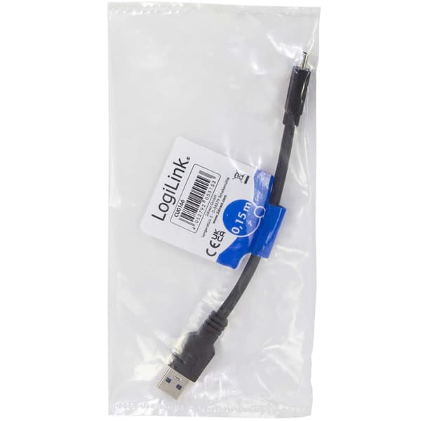 USB-A till USB-C Kabel 15W 0,15m Svart