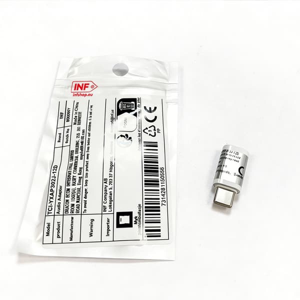 Lightning hun til USB-C han aluminiumslegering hovedtelefonadapter - Direkte stik White White