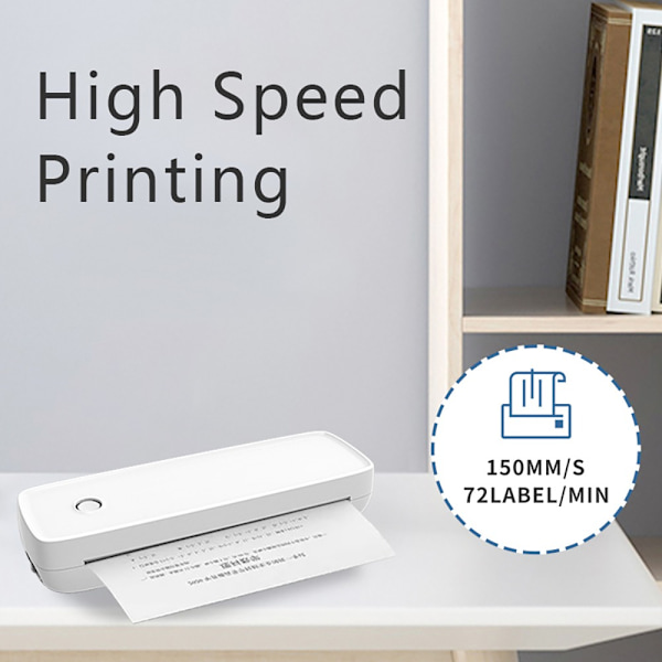 Mini Home A4 Termisk Printer - 300 DPI, Trådløs & Bluetooth Forbindelse, Kompatibel med iOS, Android, Windows og MAC Black Black