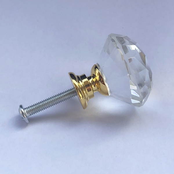 Diamantformade Knoppar i Glas Transparent/Guld 8 st