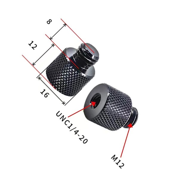 Jalustan kierreadapteri M12 - 1/4" uros - 5 kpl M12