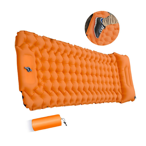 Oppustelig liggeunderlag til camping og vandreture Orange