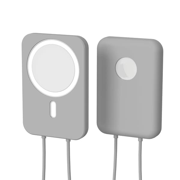 Silikone-etui til iPhone 12 MagSafe trådløs powerbank Grey Grey
