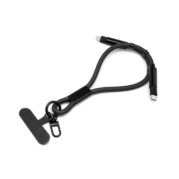 Justerbart Lanyard Opladerkabel - Bærbar Data Synkronisering Black Black
