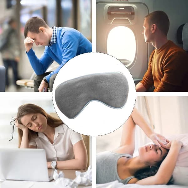 Viktad termisk sovögonmask, grå polyester med fyllda silikonkorn, blackout, varm kompress och lindring av ögontrötthet