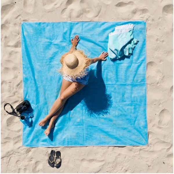 Strand/picnic tæppe - 200x200 cm - blå