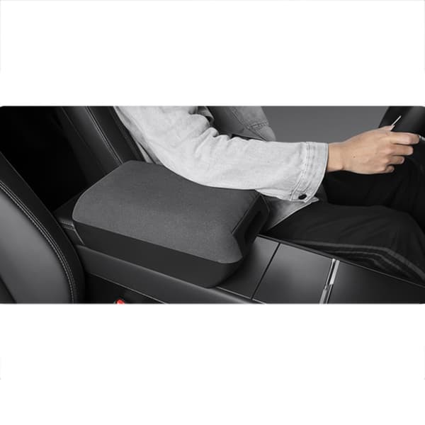 Armstödshöjare och förvaringsbox kompatibelt med Tesla Model 3 och Model Y, grå mocka och ABS, extra armhöjd och dold förvaring