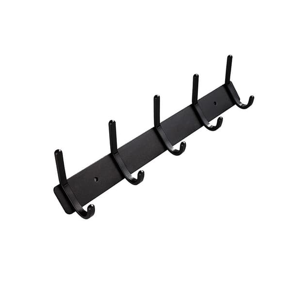 Dörrkrok - Över- och Underkrok med 5 Krokar (Spikfri/Borrfri) för Badrum, Sovrum, Kök och Vardagsrum Black Black