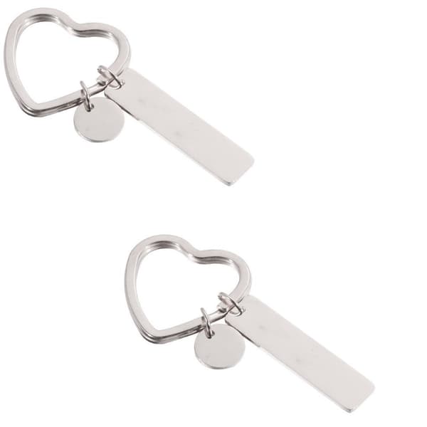2-pack hjärtformad DIY-nyckelring i rostfritt stål Silver Silver