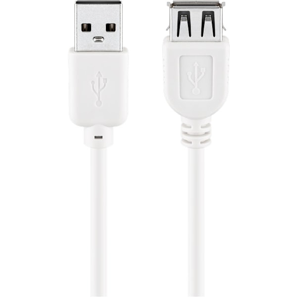 USB-A-forlængerkabel, 5 m, hvid