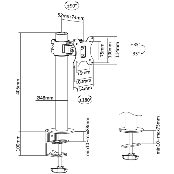 LogiLink Monitorarm 17-32" Kort