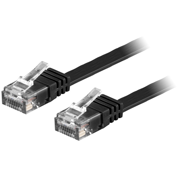U/UTP Cat6 patch cable, flat, 10m, 250MHz, black