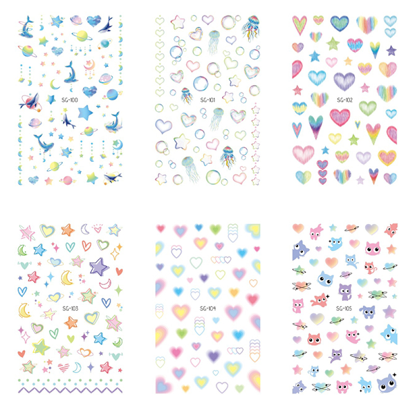 Glitter Nail Art Stickers - 6-pack model 1