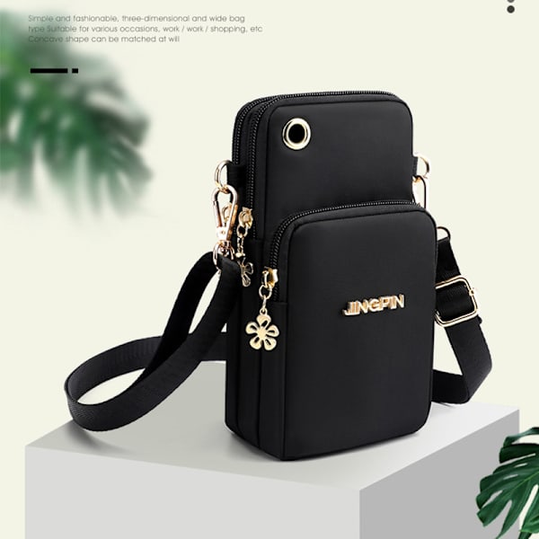 Multifunktionell Mobilväska med Crossbody-rem Svart