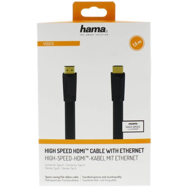 HAMA Kabel HDMI Ethernet Platt Svart 1.5m