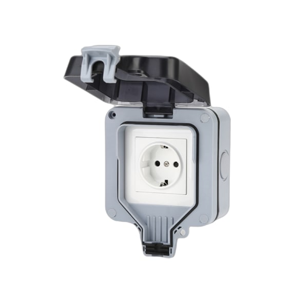 INF Ulkoseinäpistorasia kannella IP66 Sähköpistorasia 16A 250V Harmaa