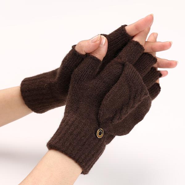 Cable Knit Flip Top-handskar kaffe