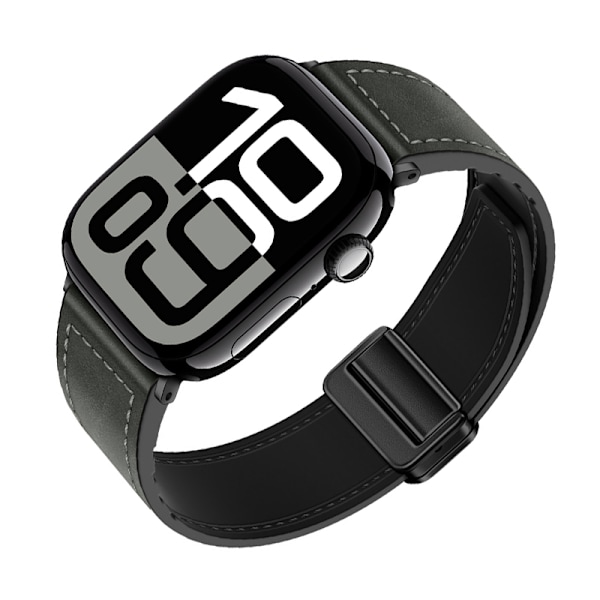 Armband i äkta läder för Apple Watch Grå L