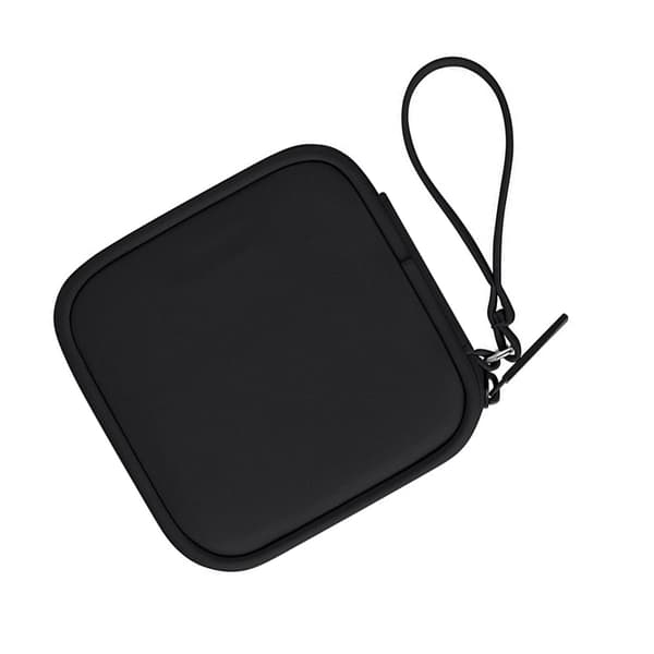 Grå opbevaringspose i PU-læder til høretelefoner og småting Black Black