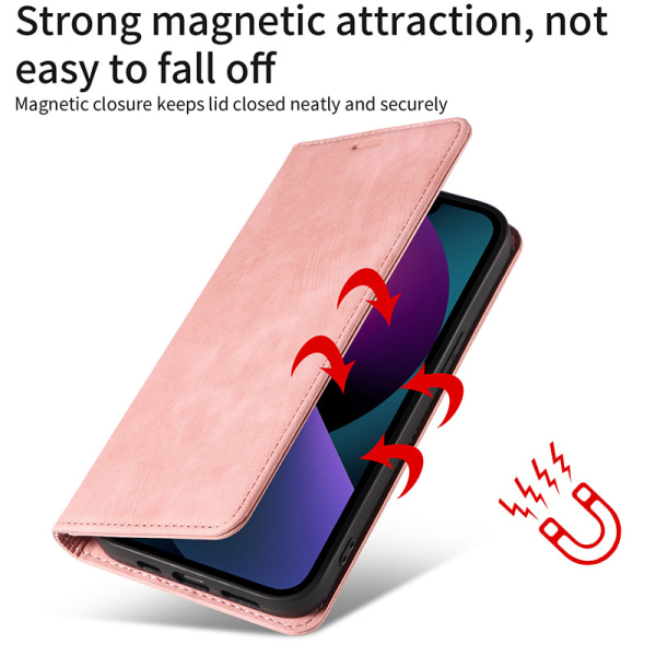 Magnetisk lædercover til Google Pixel 8 Pro Lyserød