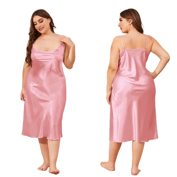 Naisten Sling Yöpaita Sleep Dress Pyjama Vaaleanpunainen XXL