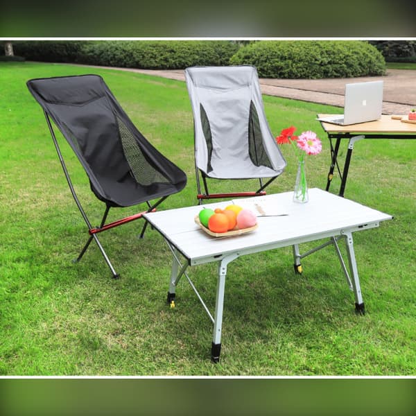 Ultralet Foldbar Campingstol - Bærbar Udendørs Siddeplads, Ideel til Vandreture og Camping Black Black
