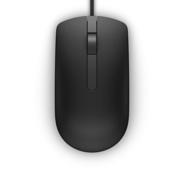 DELL MS116, Ambidextrous, Optisk, USB Type-A, 1000 DPI, Svart
