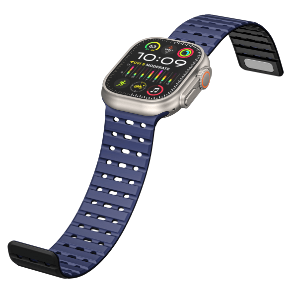 Andningsbar magnetrem för Apple Watch Series 1-9 generationer 42/44/45 mm Mörkblå