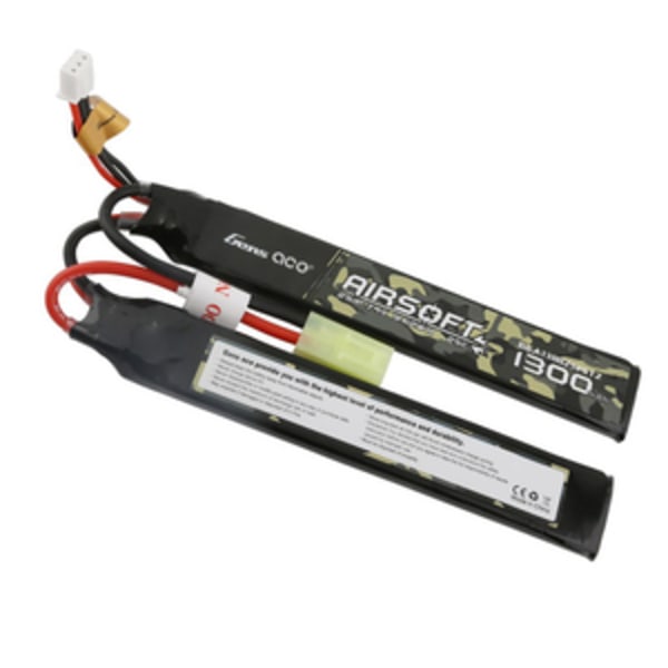 Gens ace 25C 1300mAh 2S1P 7.4V sadel Airsoft Gun Lipo-batteri med mini Tamiya-stik