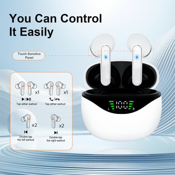 Langattomat 5.4 Bluetooth -kuulokkeet DP4, pitkä akunkesto White White